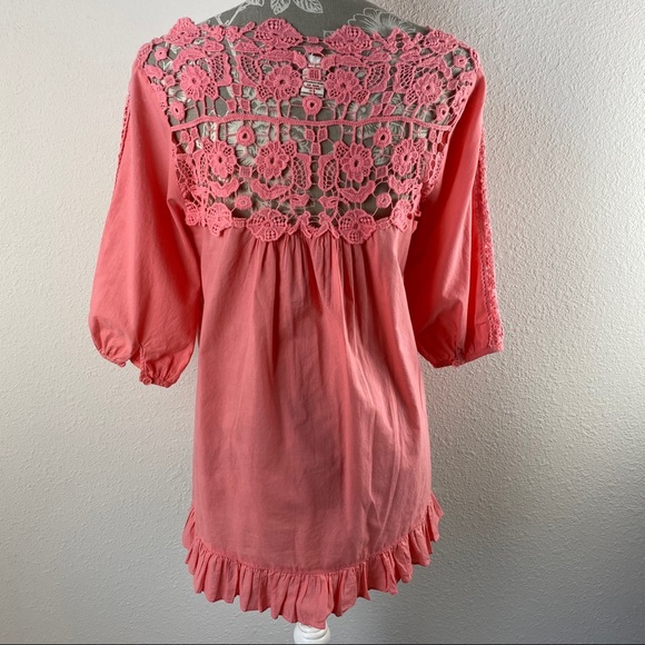 Sundance Pink Crochet Back Tunic Top Cotton Small - Picture 7 of 12